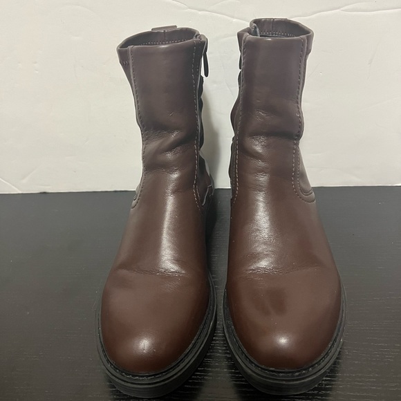 Franco Sarto Women’s Size 8 Zip Up Combat Boot Brown Leather Ankle Moto Boot - Picture 3 of 9